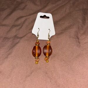 Orange & Gold Beaded Earrings